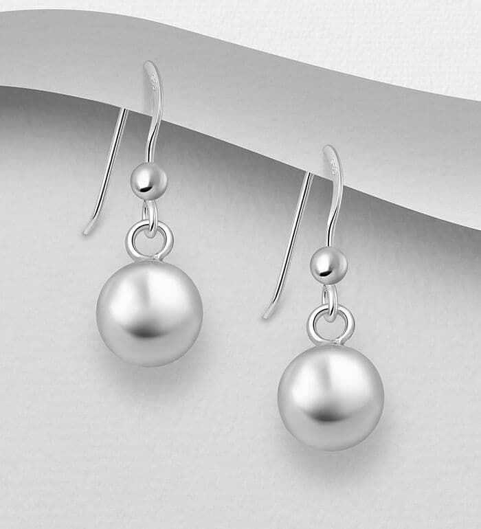 925 Sterling Silver 5 mm Plain Timeless Classic Ball Hook/Drop Earrings