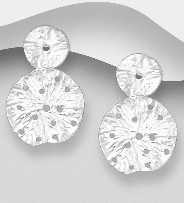 925 Sterling Silver Artisan-Inspired Push-Back Drop Earrings  Unique, Elegant & Handcrafted Style