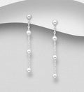 925 Sterling Silver Ball & Chain Drop Earrings  Modern Elegance in Motion