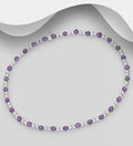 925 Sterling Silver Ball Elastic Bracelet Available in Amethyst & Malachite
