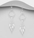 925 Sterling Silver Ball & Spear Graduated Hook/Drop Earrings