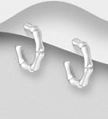 925 Sterling Silver Bamboo Push-Back Hoop Earrings