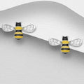 925 Sterling Silver Bee Stud Earrings decorated with  Enamel