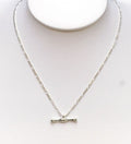 925 Sterling Silver Bone Shaped T Bar Necklace  With Figaro Links Necklace