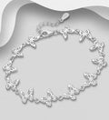 925 Sterling Silver Butterfly Bracelet, Decorated with CZ Simulated Diamonds