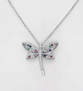 925 Sterling Silver Butterfly Necklace, Decorated with Colourful CZ Simulated Diamonds