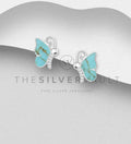 )925 Sterling Silver Butterfly Push-Back Earrings Resin and Decorated with CZ Simulated Diamonds
