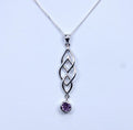 925 Sterling Silver Celtic Design Pendant & Chain Set with a Amethyst Gem Stone