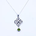 925 Sterling Silver Celtic Design Pendant & Chain Set with Peridot Gem Stone