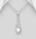 925 Sterling Silver Celtic Pendant/ Necklace Decorated with Mother of Pearl Shell Detail