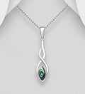 925 Sterling Silver Celtic Style Pendant & Chain, Decorated with Abalone Shell