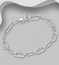 925 Sterling Silver Chain Bracelet, Decorated with CZ Simulated Diamonds