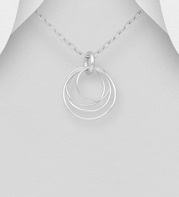 925 Sterling Silver Circular Wire Pendant & Chain