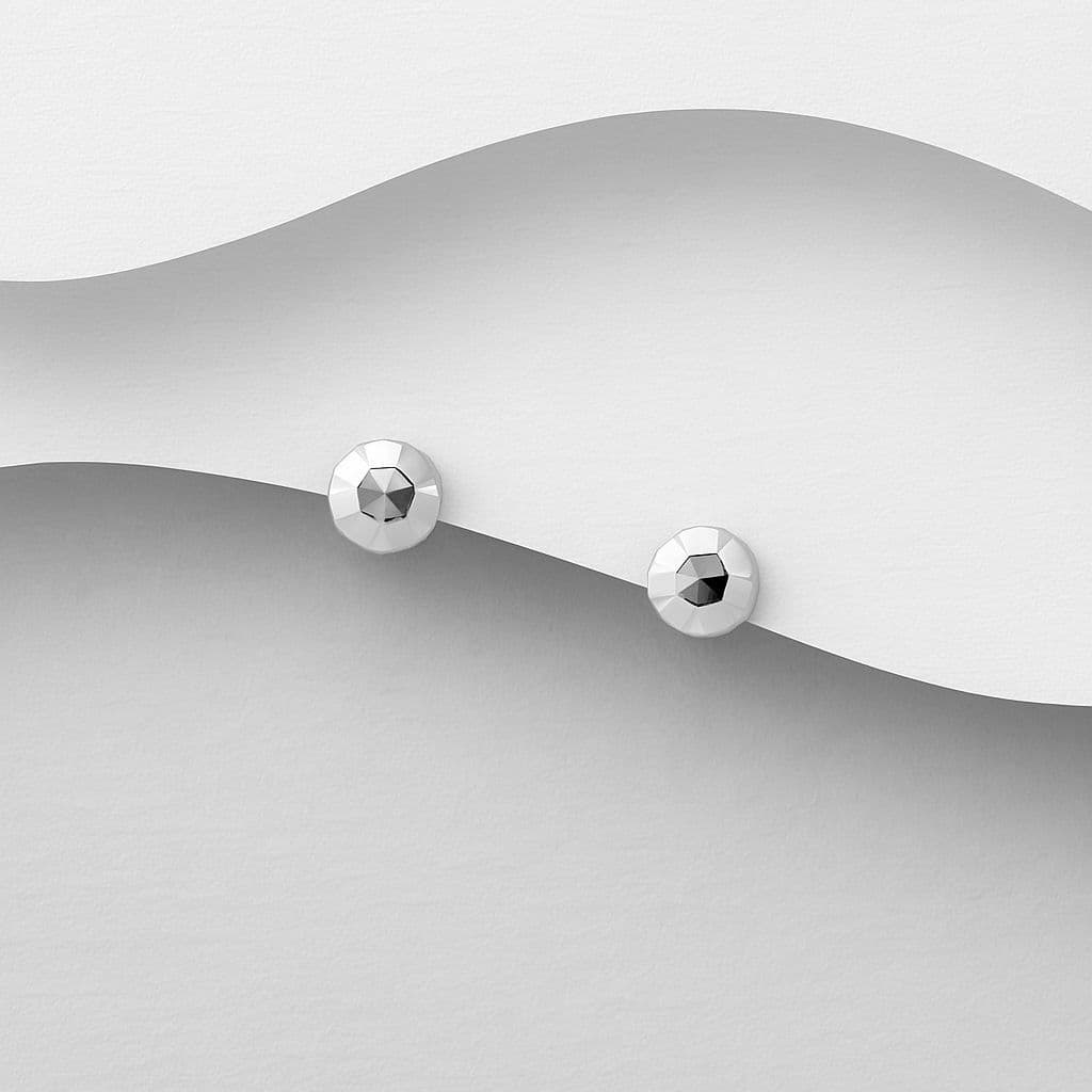 925 Sterling Silver Classic 5mm Faceted Ball Stud Earrings  Timeless Sparkle, Everyday Elegance