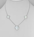 925 Sterling Silver Clover Necklace, Decorated with Mother of Pearl Shell