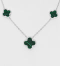 925 Sterling Silver Clover Necklace | Resin Inlay | Green or Black