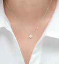 925 Sterling Silver Clover Necklace Decorated with Shell & CZ Simulated Diamond Sparkle