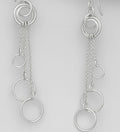 925 Sterling Silver Triple Circle on Box Chains Hook/Drop Earrings