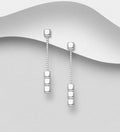 925 Sterling Silver Cube and Box Chain Push-Back/Drop Earrings
