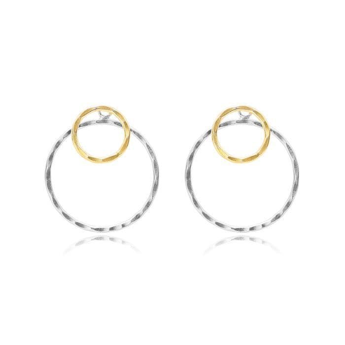925 Sterling silver double circle design is enriched with 18ct yellow gold