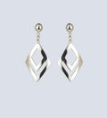 925 Sterling Silver Double Diamond Shape Drop Stud Earrings  Modern Elegance with a Geometric Twi