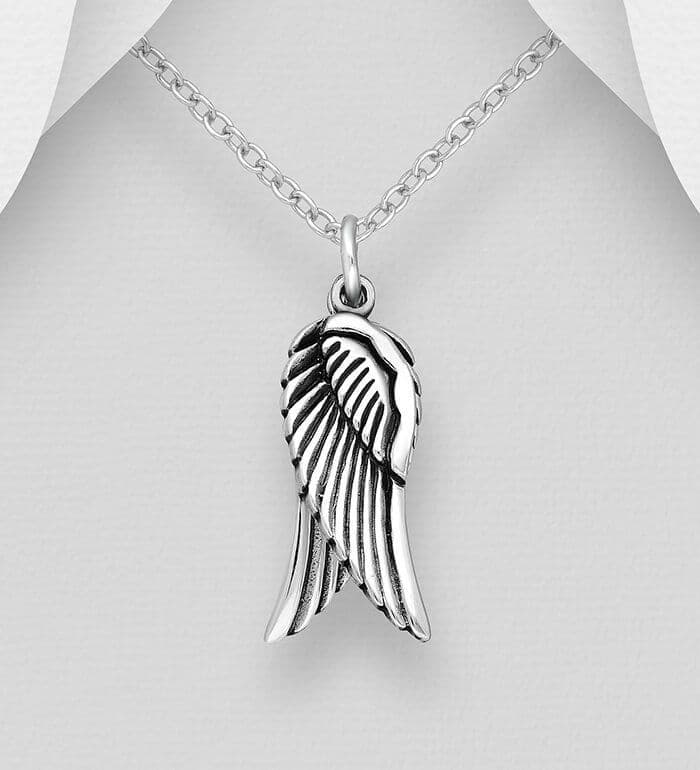 925 Sterling Silver Double Oxidized Wings Pendant & Chain