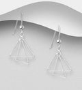 925 Sterling Silver Double Triangle Drop Earrings