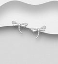 925 Sterling Silver Dragonfly Stud Earrings with CZ Simulated Diamonds