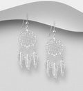 925 Sterling Silver Dream Catcher Hook/Drop Earrings  Symbolic Beauty with Graceful Movement