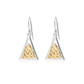 925 Sterling Silver drop earrings with exquisite 18ct yellow gold Celtic centre