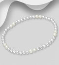 925 Sterling Silver Elastic Bracelet, Beaded With 5-6mm Cultured Fresh Water Pearls