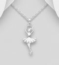 925 Sterling Silver Elegant Ballet Dancer Pendant & Chain