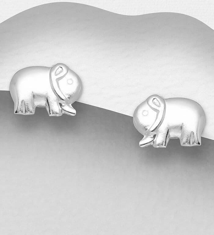 925 Sterling Silver Elephant Push Back/Stud Earrings