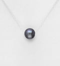 925 Sterling Silver Exquisite Necklace With A Freshwater  Black Pearl Bead (6-7 mm Diameter)