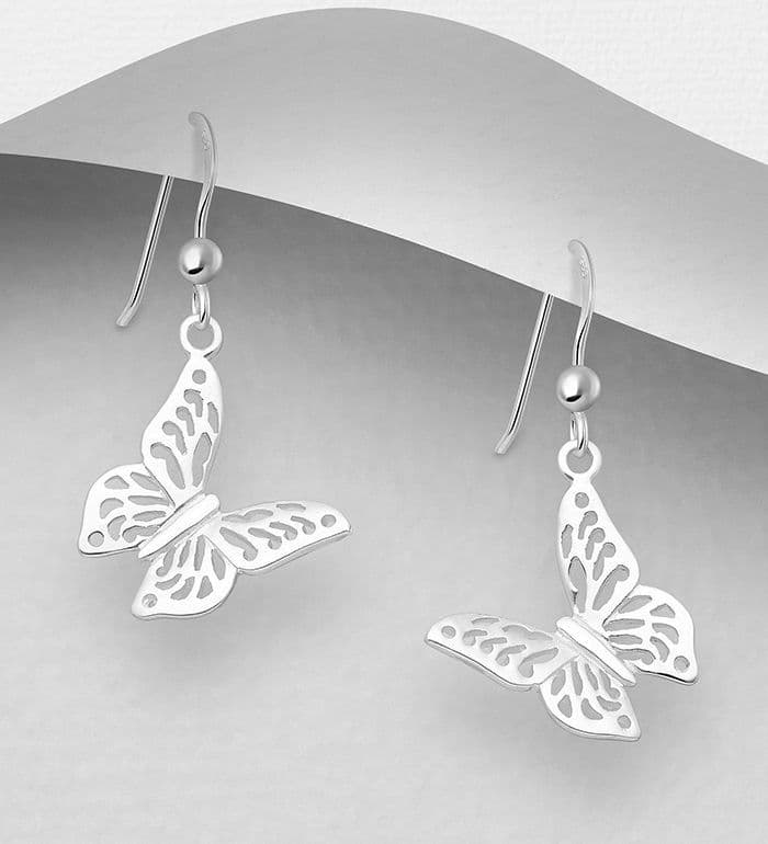 925 Sterling Silver Filigree Butterfly Hook Earrings