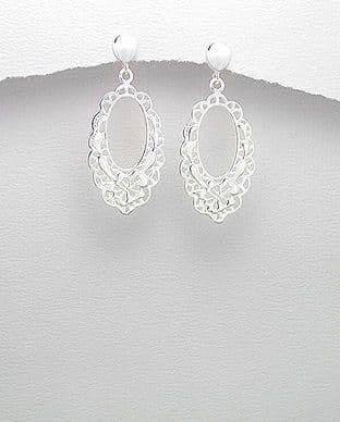 925 Sterling Silver Filigree Drop Earrings