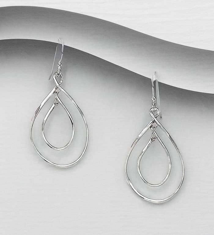 925 Sterling Silver Fine Double Oval Drop/Hook Earrings  Effortless Elegance in a Sleek & Modern
