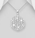 925 Sterling Silver Flower of Life and Lunar Phases Pendant & Chain