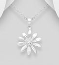 925 Sterling Silver Flower with Pollen Pendant & Chain