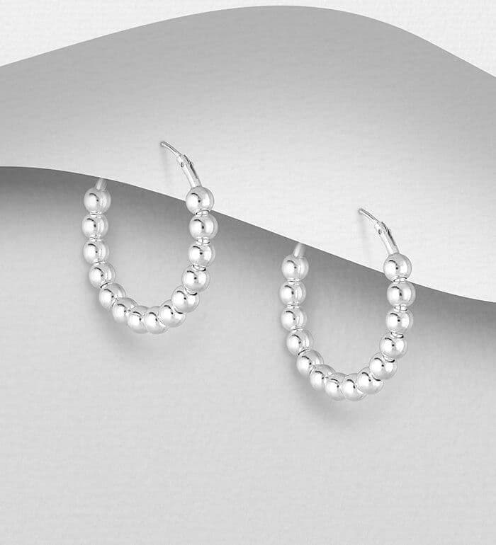 925 Sterling Silver Full Ball Hoop Earrings