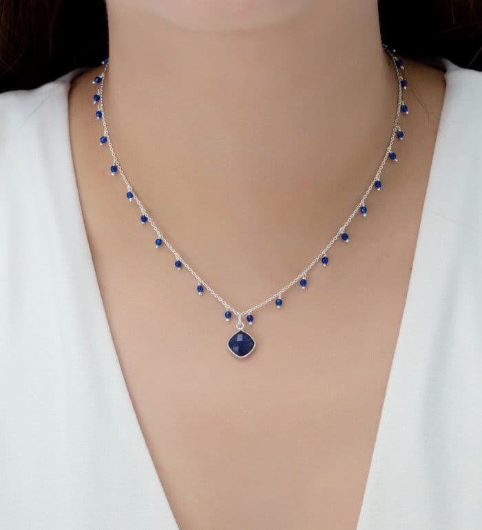 925 Sterling Silver Gemstone Beaded Necklace  Choose From 2 Beautiful Colours