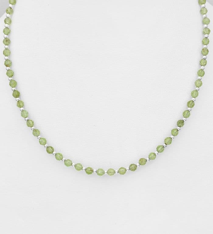 925 Sterling Silver Gemstone Beaded Necklace  Choose from 5 Stunning Gemstones