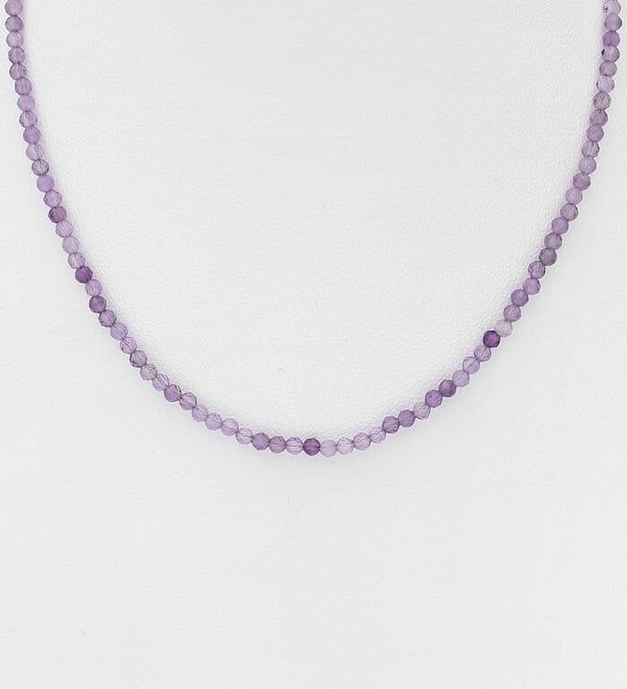 925 Sterling Silver Gemstone Beaded Necklace  Choose from 5 Stunning Gemstones
