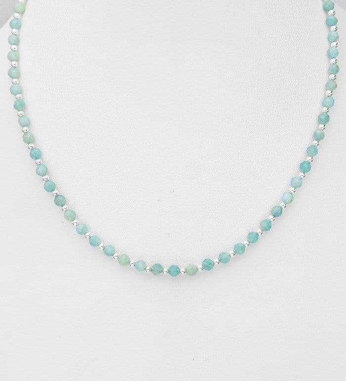 925 Sterling Silver Gemstone Beaded Necklace  Choose from 5 Stunning Gemstones