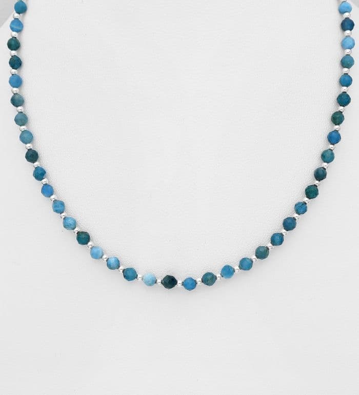 925 Sterling Silver Gemstone Beaded Necklace  Choose from 5 Stunning Gemstones