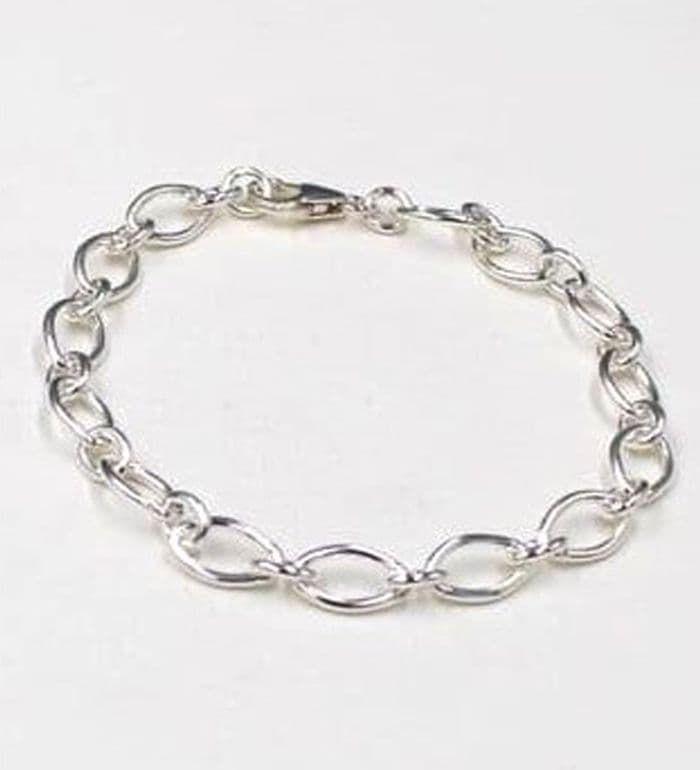 925 Sterling Silver Had Crafted Oval Polished Link Bracelet