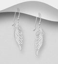 925 Sterling Silver Had Crafted Wings Hook/Drop Earrings