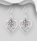 925 Sterling Silver Hand Crafted Celtic Design Set with a Amethyst Stone Drop Earrings