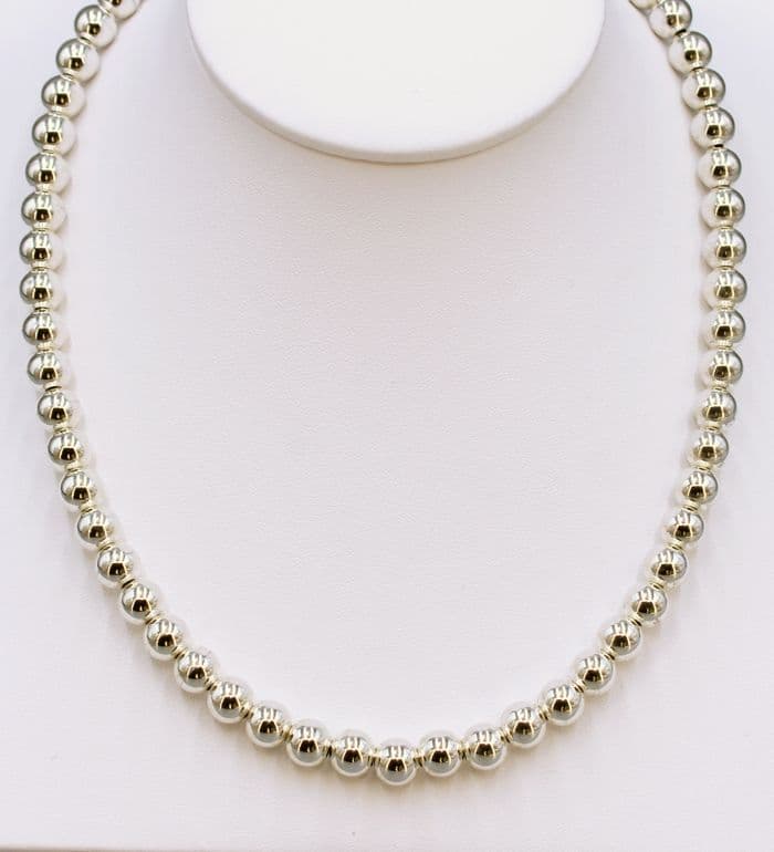 925 Sterling Silver Hand Crafted Classic & Timeless, 7mm Ball Necklace.  The Perfect Gift