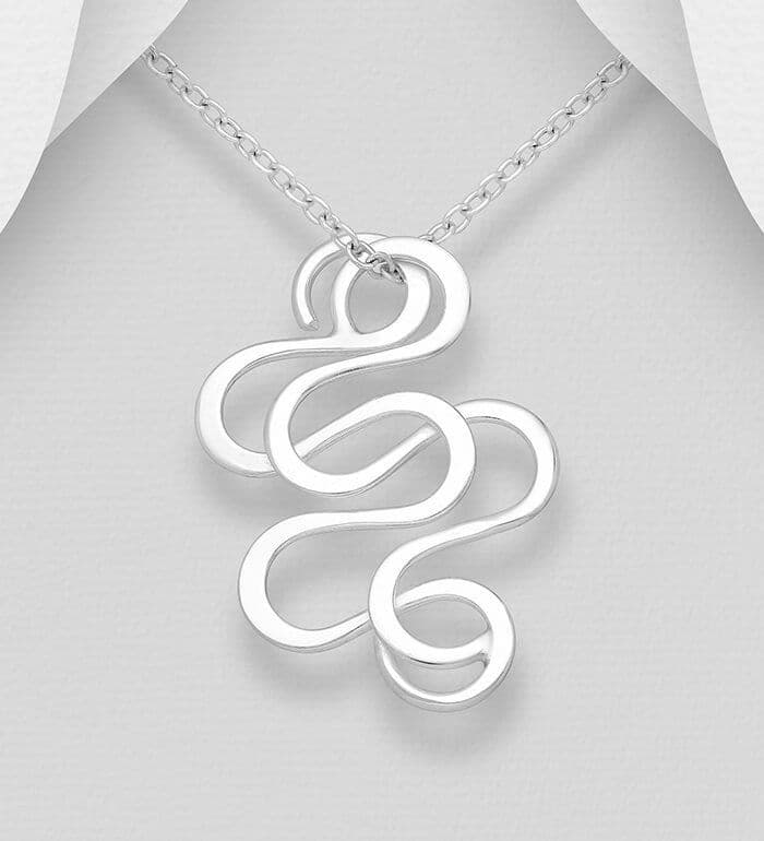 925 Sterling Silver Hand Crafted Contempery Pendant & Chain